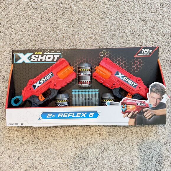 ZURU X-Shot (2x Reflex 6) Includes - 3 Cans & 12Foam Darts NEW Factory Sealed - Picture 1 of 3
